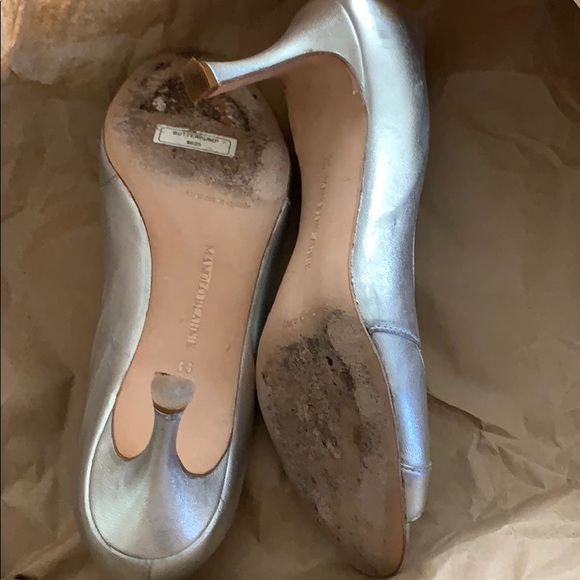 Manolo Blahnik Butterpump high heel peep silver 6 - Picture 3 of 4